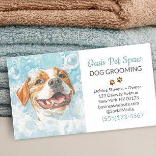Tarjeta De Visita Servicio de baño de Mascota Cute Dog Grooming