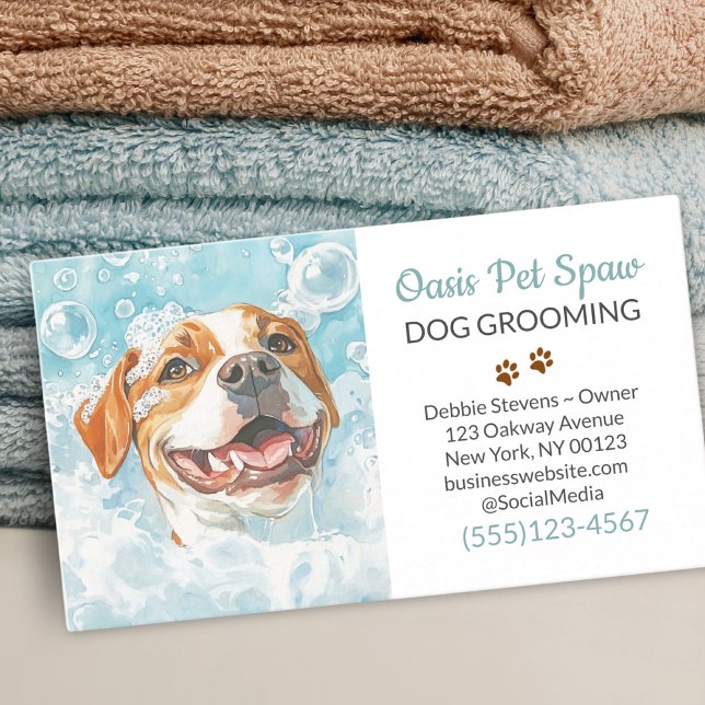 Tarjeta De Visita Servicio de baño de Mascota Cute Dog Grooming (Subido por el creador)