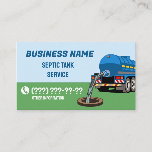 Tarjeta De Visita Servicio de bombeo de tanques sépticos (Anverso)