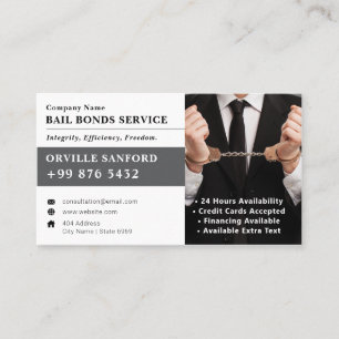 Tarjeta De Visita Servicio de bonos de fianza Blanco elegante