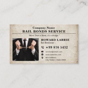 Tarjeta De Visita Servicio de bonos de fianza   Vintage clásico