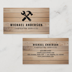 Tarjeta De Visita Servicio de carpintería moderno y madera de Handym