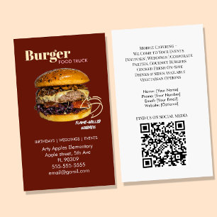 Tarjeta De Visita servicio de catering de camión de comida de hambur