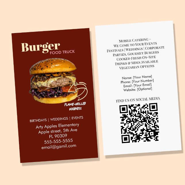 Tarjeta De Visita servicio de catering de camión de comida de hambur (Subido por el creador)