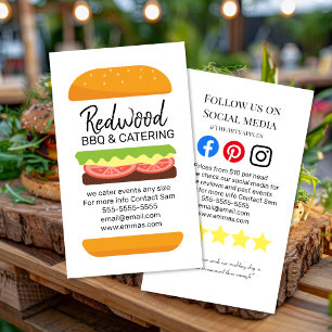 Tarjeta De Visita servicio de catering de hamburguesas BBQ para even