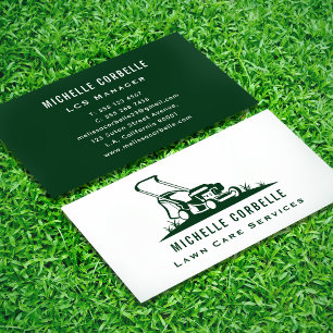 Tarjeta De Visita Servicio de Césped Simple Moderno Verde y Blanco