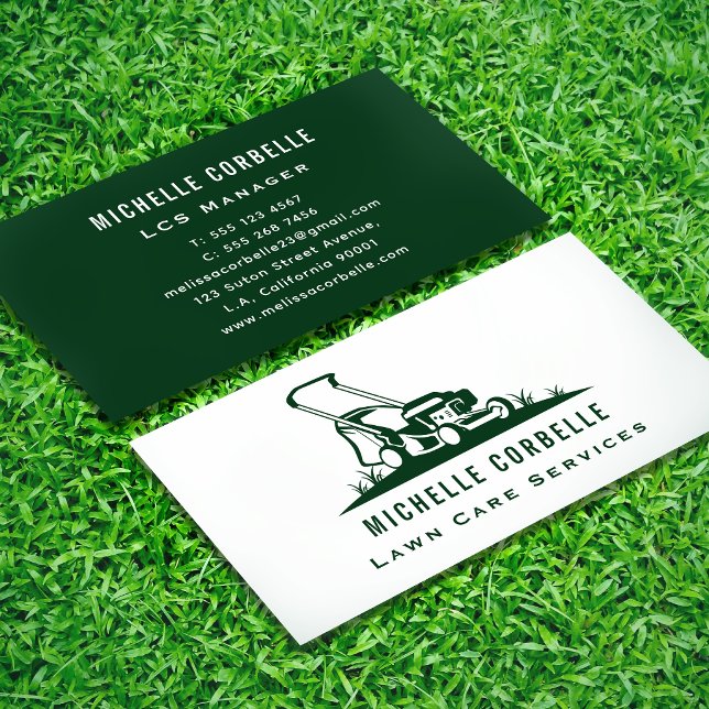 Tarjeta De Visita Servicio de Césped Simple Moderno Verde y Blanco (Subido por el creador)