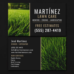 Tarjeta De Visita Servicio de Césped Verde Beige y Negro Diseño de P