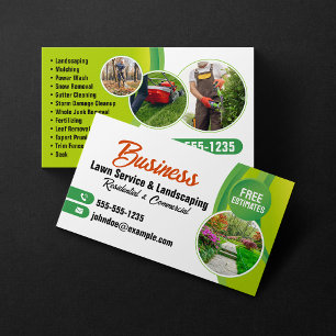Tarjeta De Visita Servicio de Césped y Jardinería Green Orange Lawn 