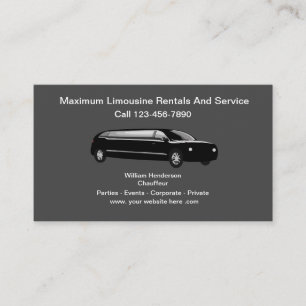 Tarjeta De Visita Servicio de Chauffeur de Limousine Classy