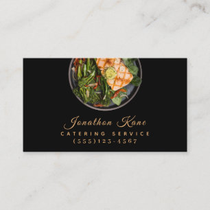 Tarjeta De Visita Servicio de Chef de Comida Negra de Lujo