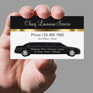 Tarjeta De Visita Servicio de Chofer de Limusina Elegante