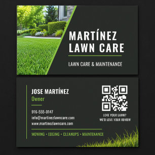 Tarjeta De Visita Servicio de código QR de jardinería de tierra negr