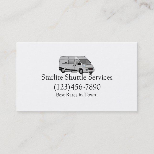 Tarjeta De Visita Servicio de conducción del conductor del Shuttle (Anverso)