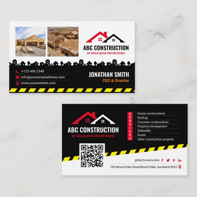 Tarjeta De Visita Servicio de Construcción, Edificio de la Casa, Ren (Anverso / Reverso)