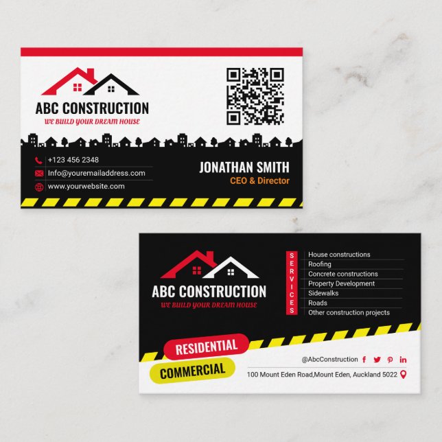 Tarjeta De Visita Servicio de Construcción, Edificio de la Casa, Ren (Anverso / Reverso)