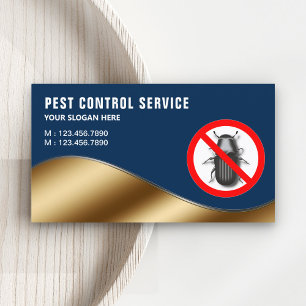 Tarjeta De Visita Servicio de Control de Plagas Oro Azul Marino