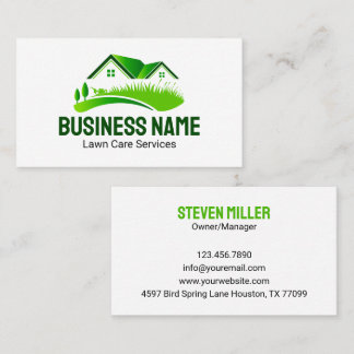 Tarjeta De Visita Servicio de Corte de Césped Verde Blanco