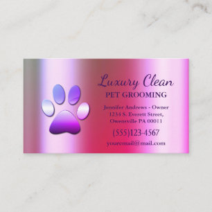 Tarjeta De Visita Servicio de crecimiento de paw de perro metálico r