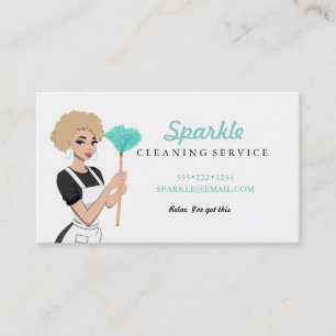 Tarjeta De Visita Servicio de Criada de Limpieza Personaje Plumero
