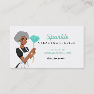 Tarjeta De Visita Servicio de Criada de Limpieza Personaje Plumero