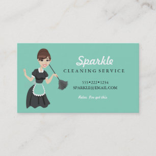Tarjeta De Visita Servicio de Criada de Limpieza Personaje Plumero