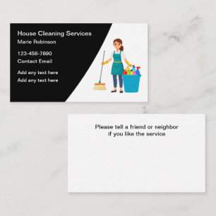Tarjeta De Visita Servicio de criada para limpieza de casa moderno