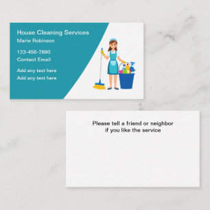 Tarjeta De Visita Servicio de criada para limpieza de casa moderno