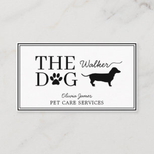 Tarjeta De Visita Servicio de cuidado de mascotas dachshund monocrom