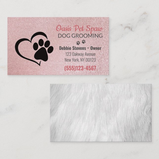 Tarjeta De Visita Servicio de cultivo de Mascota de perro (Anverso / Reverso)