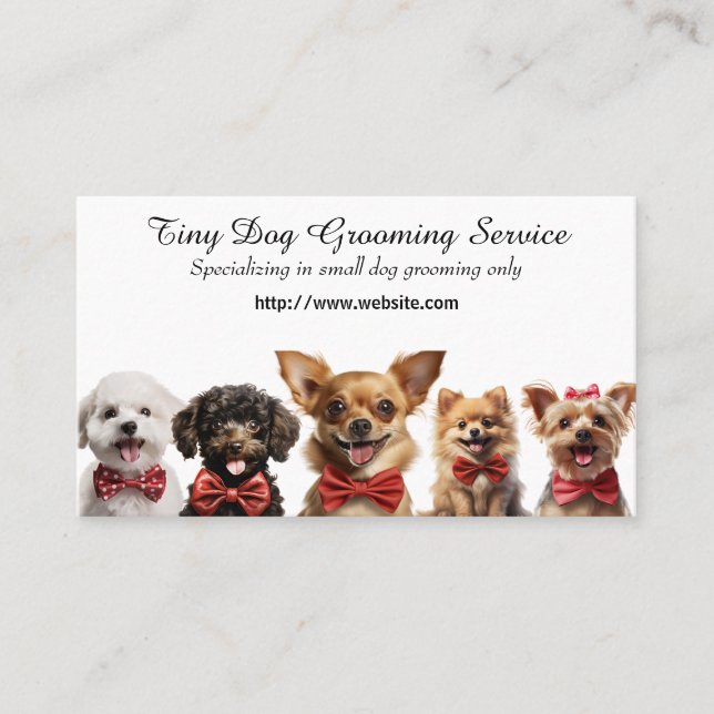 Tarjeta De Visita Servicio de cultivo de perros pequeños (Anverso)
