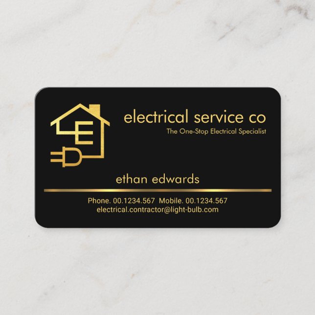 Tarjeta De Visita Servicio de Electricidad de Línea de Oro minimalis (Anverso)