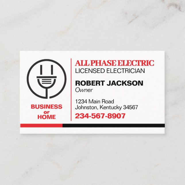 Tarjeta De Visita Servicio de electricista (Anverso)