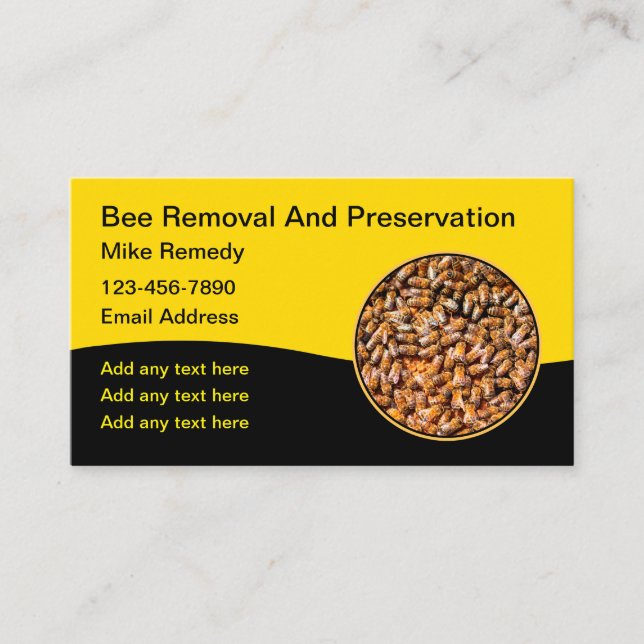 Tarjeta De Visita Servicio De Eliminación De Abejas Y Cuidador (Anverso)