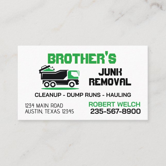 Tarjeta De Visita Servicio de eliminación de basura (Anverso)