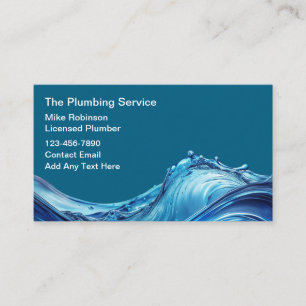 Tarjeta De Visita Servicio de fontanería Modern Water Splash