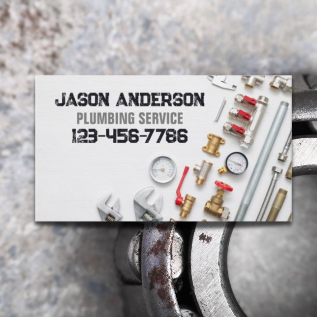 Tarjeta De Visita Servicio de fontanería para el mandamero de fontan (Plumber Faucet Pipe Handyman Pluming Service Business Card)