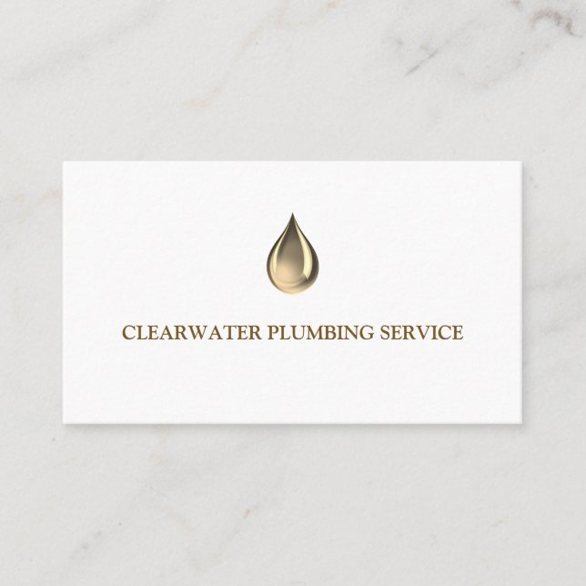 Tarjeta De Visita Servicio de fontanería profesional Gold Water Drip (Anverso)