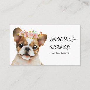Tarjeta De Visita Servicio de Grooming de Bulldog francés aceptable