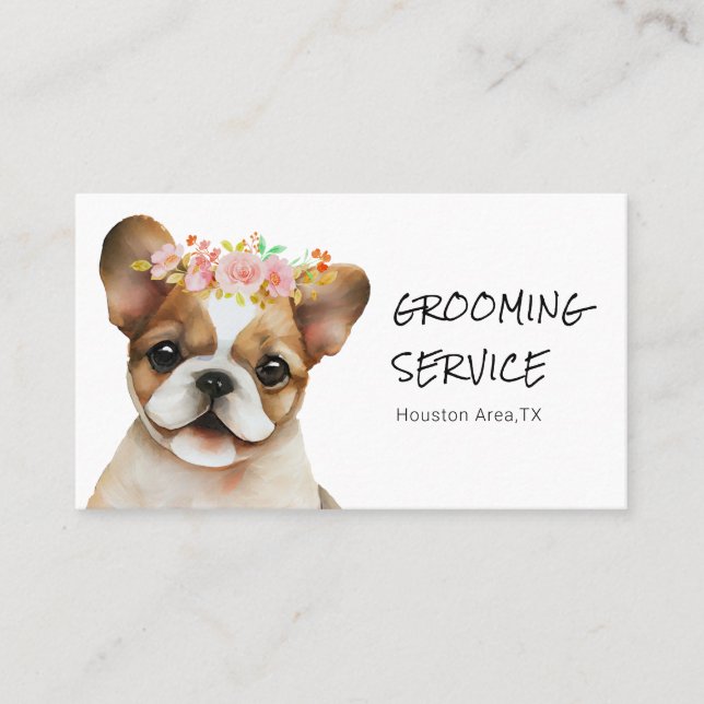 Tarjeta De Visita Servicio de Grooming de Bulldog francés aceptable (Anverso)