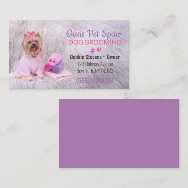 Tarjeta De Visita Servicio de Grooming de Mascota de baño de perro (Anverso / Reverso)