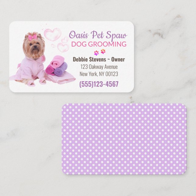 Tarjeta De Visita Servicio de Grooming de Mascota de baño de perro (Anverso / Reverso)