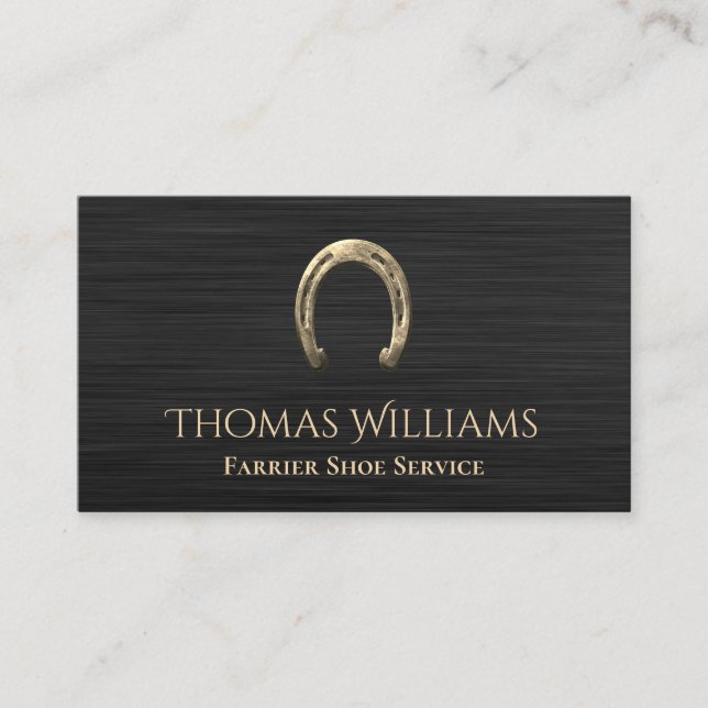 Tarjeta De Visita Servicio de herradura ecuestre Gold Horseshoe (Anverso)