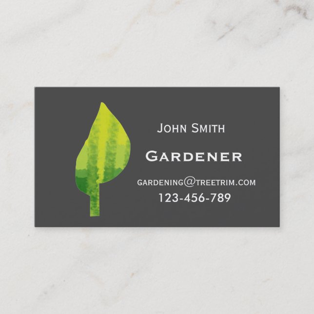 Tarjeta De Visita Servicio de jardinería diseño de hojas modernas (Anverso)