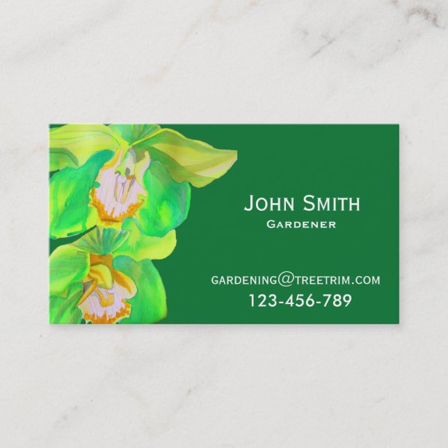 Tarjeta De Visita Servicio de jardinería diseño moderno con orquídea (Anverso)