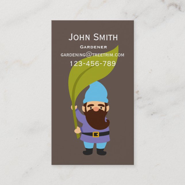 Tarjeta De Visita Servicio de jardinería diseño moderno jardín gnome (Anverso)