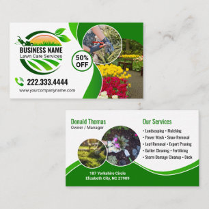 Tarjeta De Visita Servicio de Jardinería y Paisajismo Elegante Negro