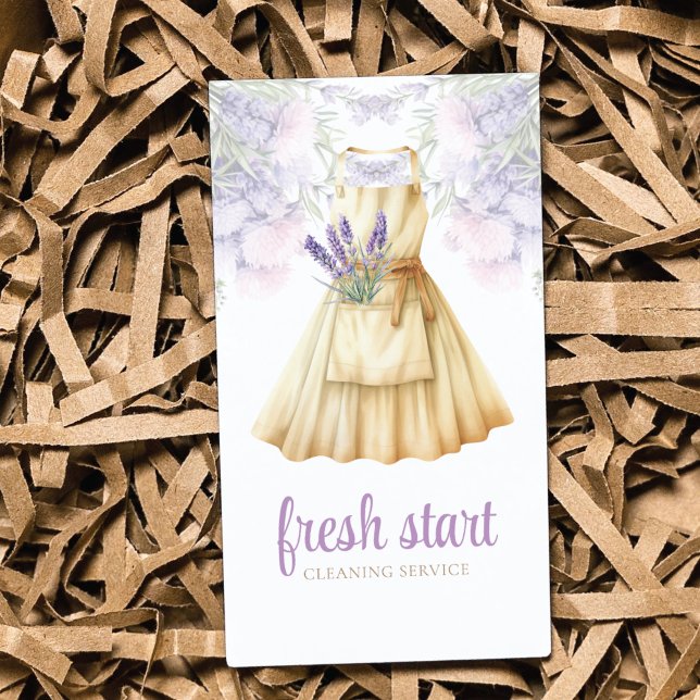 Tarjeta De Visita Servicio de limpieza Acuarela Apron Lavender (Subido por el creador)