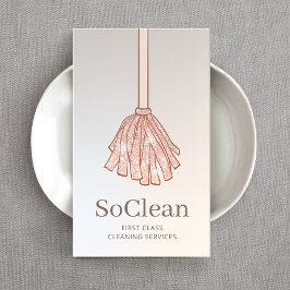 Tarjeta De Visita Servicio de limpieza Autobús Rosa Oro Purpurina