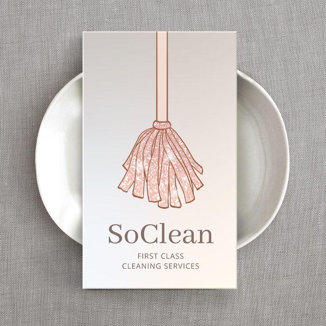 Tarjeta De Visita Servicio de limpieza Autobús Rosa Oro Purpurina (Subido por el creador)